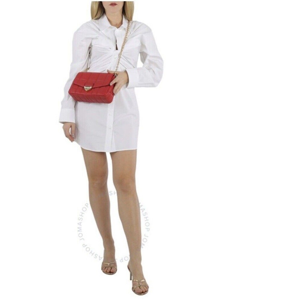 Michael Kors Soho Large Quilted Leather Shoulder Bag Crimson Red Gold Chain NWT - Picture 2 of 15